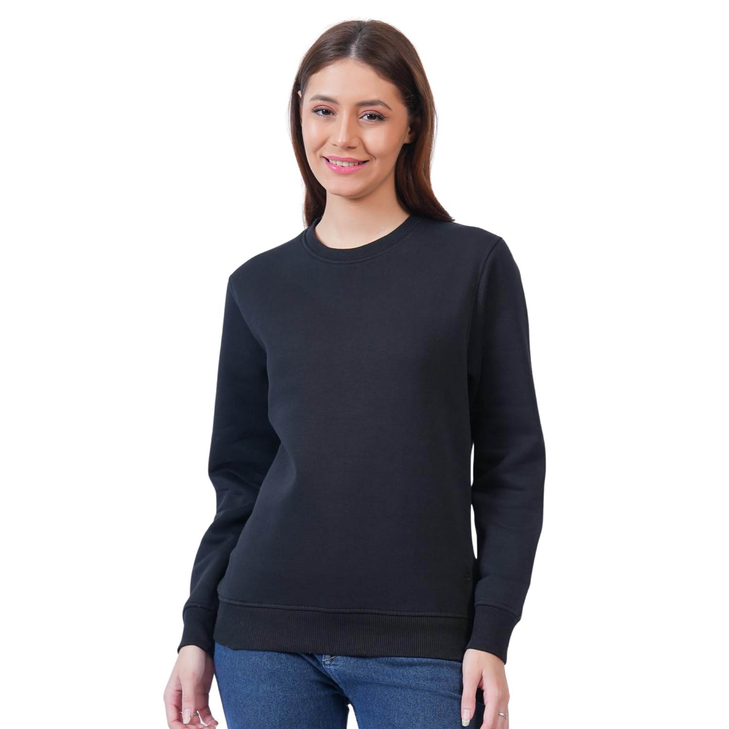 bonjour Women's Super Combed Cotton Rich French Terry Fabric Solid Sweatshirt with Raglan Sleeve Regular Fit Styling-picture-54