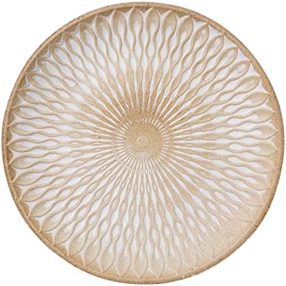 12Inch Round Wooden Serving Tray, Stylish Platter Handmade Craft Decorative Moroccan, Special Pattern Trays for Tea Coffee Snack Drinks Food Kitchen Dining Table 2.8*30CM (stripe002)