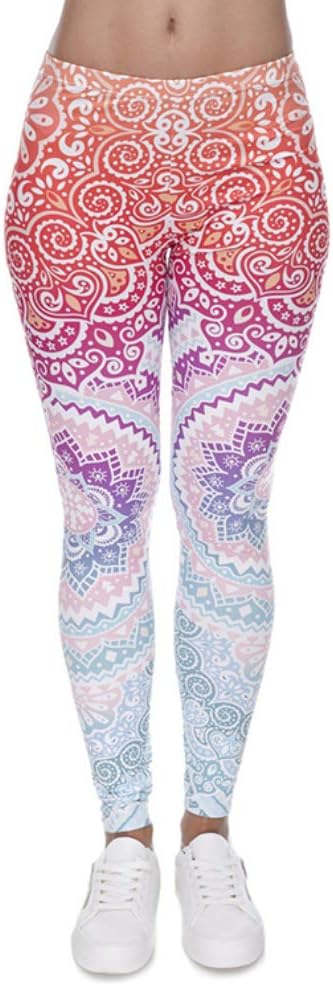 Kanora Women`s High Waist Fitness Exercise Running Power Flex Slim Leggings Yoga Pants (Aztec Orange)