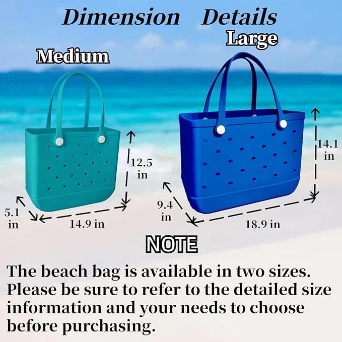 Rubber Beach Bag Beach Rubber Tote Bag, Washable and Durable Open Rubber Tote Bag for Beach Pool Yoga Fitness(Medium, Grey)2