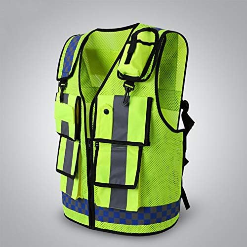 High Visible Reflective Safety Vest With Multi-pockets and Two Hooks in the Front, Zipper Front Pockets Breathable and Mesh Lining, Fluorescent Yellow Meets ANSI/ISEA Standards (Fluorescent Yellow)