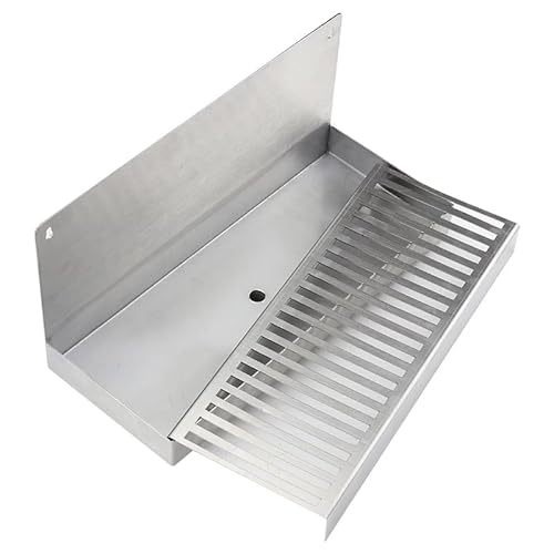 AMNOUR Beer Drip Tray,Stainless Steel Wall Mounted Drip Tray with Drain Hole Craft Beer Beverage Dispenser Homebrew Bar Tool (Color : with Drain Hole)