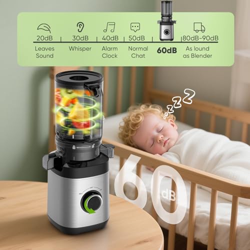 Juicer Machines, Cold Press Juicer Fit Whole Fruits and Vegetables, Slow Masticating Juicers with Wide Feed Chute, High Juice Yield, BPA Free by PSIIDAN - Image 5