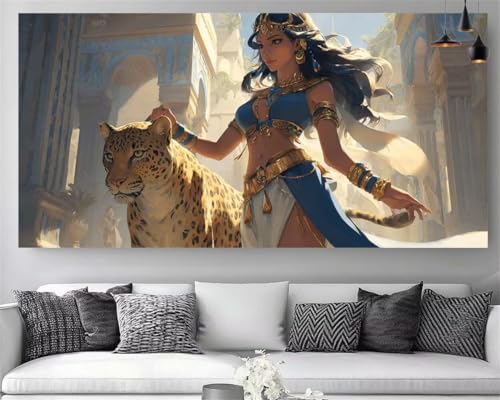 Diamond painting adulte grand format 80x240cm : l'art majestueux du léopard en strass 5D