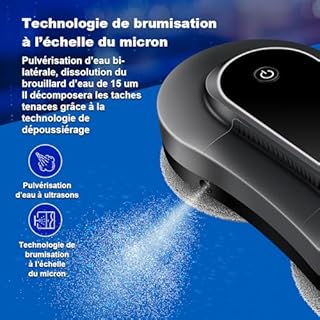 LIECTROUX Robot Laveur de Vitres YW810, Controle APP, Double pulvérisation d'eau, Parcours AI, Protection Contre Les Chutes, Moteur sans balais