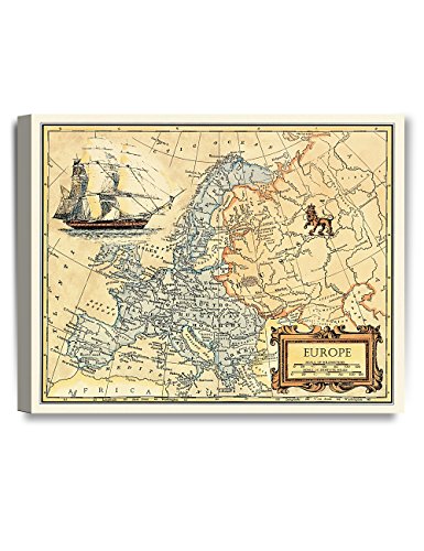 Image of DECORARTS - Vintage Europe Map Canvas Wall Art, Antique Historical European Map for Wall Decor, Hand-Stretched Giclee Print, Living Room Office Study Decor, Ready to Hang, Handcrafted in USA, 20x16''