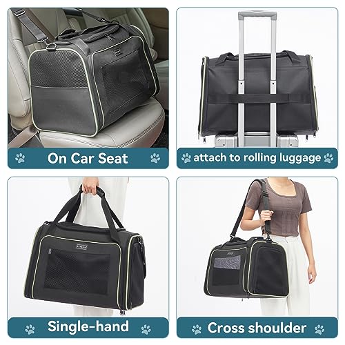 Image of PETSFIT Large Cat Carrier, Dog Carrier up to 25Lbs, Pet Privacy Protection Travel Pet Carrier for Medium and Large Cats, Small Dogs, Puppies (Large, Black)