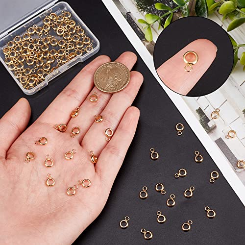 CREATCABIN 100Pcs 18K Gold Plated Column Bail Beads Stainless Steel Hanger Links Tube Hanger Connector Links with Brass Jump Ring for DIY Bracelet Pendant Dangle Necklace Jewelry Making Craft Supplies - Image 3