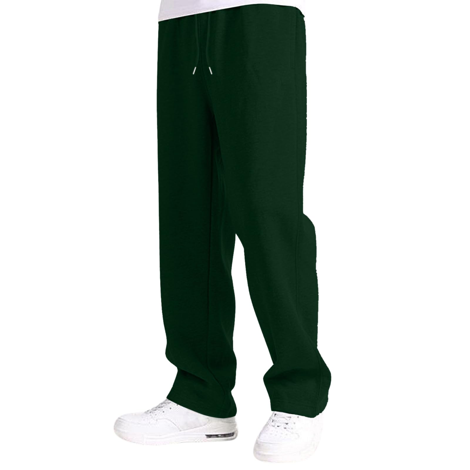 Mens Baggy Sweatpants Fleece Straight Leg Open Bottom Sweatpants for Men Elastic Waist Workout Athletic Joggers Sweat Pants