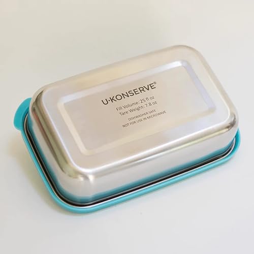 Miniatura 2 de U Konserve Contenedor rectangular de acero inoxidable para almacenamiento de alimentos, tapa de silicona a prueba de fugas, apto para lavavajillas,
