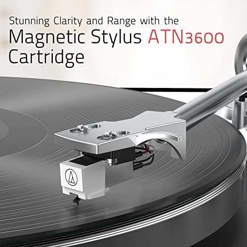 Image of Record Player Turntable for Vinyl Record Wireless Output Aluminium Platter Belt-Drive LP Turn Table 2 Speed Phono RCA Line Out AT-3600L MM Cartridge Audio Sound USB Digital to PC Vinyl Recording Black