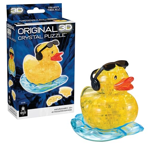 BePuzzled Yellow Rock'n Duck Standard Original 3D Crystal Puzzle, Perfect for Puzzlers Ages 12 and Up, Challenging to Complete and Beautiful to Display, Collect Them All