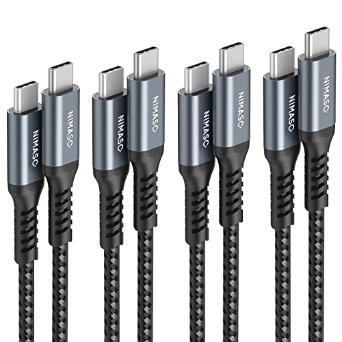 NIMASO USB C to C Cable 4Pack[10ft+6.6ft+3.3ft+1ft], Type C Charger Cord for iPhone 15/15 Pro/15 Plus,iPad Mini 6/ Pro,iPad Air 4,MacBook Pro 2020,Samsung Galaxy S23,Switch
