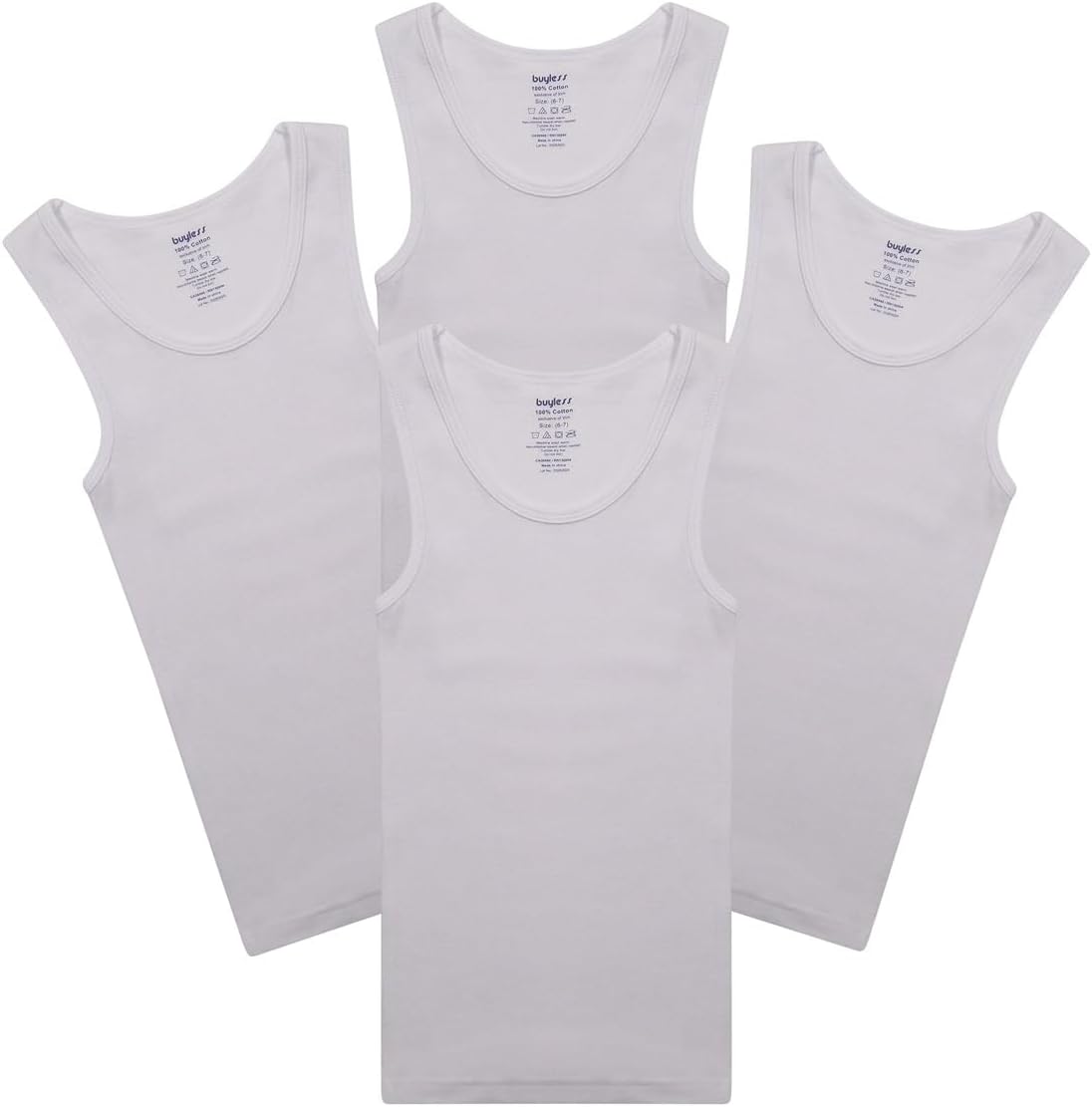 Boys Scoop Neck Tagless Undershirts Soft Cotton Tank Top (4 Pack)