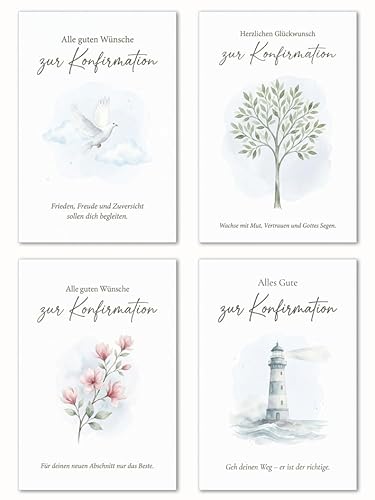 Edition Seidel Set 12 Glückwunschkarten zur Konfirmation mit Umschlag. Konfirmationskarten Grusskarten Variationen Karten Kirche Spruch Sprüche für Kinder Jugendliche (SW026)
