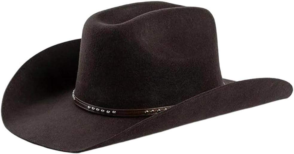 Women's Western Cowboy Hat with Wide Brim Vintage Felt Fedora for Cowgirl Style