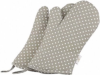 COMEING Heat Resistant Cotton Fabric Quilting Oven Gloves for Kids Set of 2 Polka Dots Sugar
