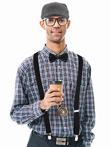 5 Pieces 1920S Men's Gangster Costume Accessories Set 30S Gangster Beret Y-Back Suspender #TOP5