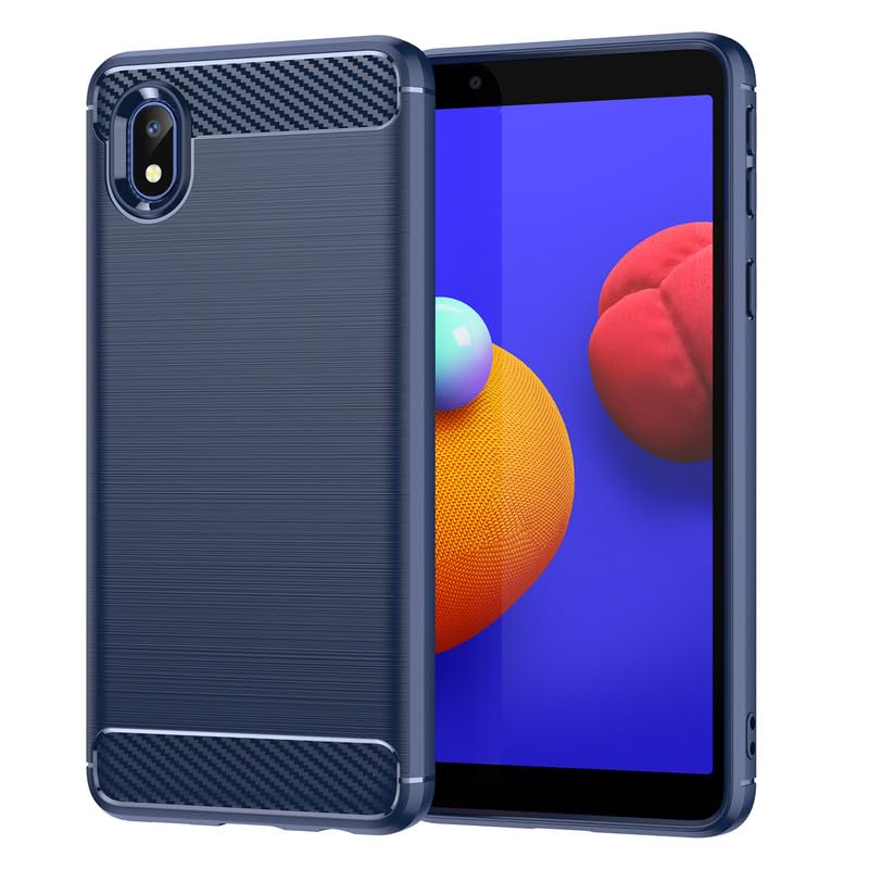 Image of Hybrid Carbon Fiber Back Case for Samsung Galaxy A03 Core (Blue)