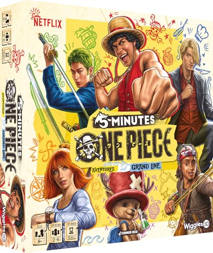 Asmodee - 5 Minuten: One Piece – Wiggles 3D – Spiel mit freetischem Kooperations-Kartenspiel – Universum der Serie One Piece – ab 8 Jahren – 2 bis 6 Spieler – 5 Minuten – französische Version