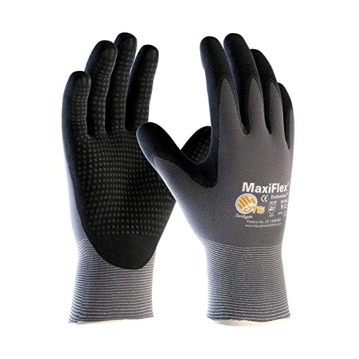 ATG 3 Pack MaxiFlex Endurance 34-844 Seamless Knit Nylon Work Glove with Nitrile Coated Grip on Palm & Fingers, Sizes Small to X-Large (Large), Black and gray (34-844 - LARGE - 3/PACK)