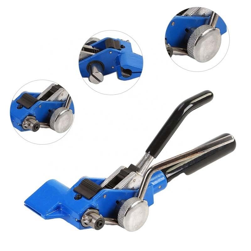 Herramienta de pistola de amarre de cables de trinquete, alicates tensores con cortador integrado para bridas de cremallera de 4,6 a 20 mm, herramienta de flejado de tensión ajustable para