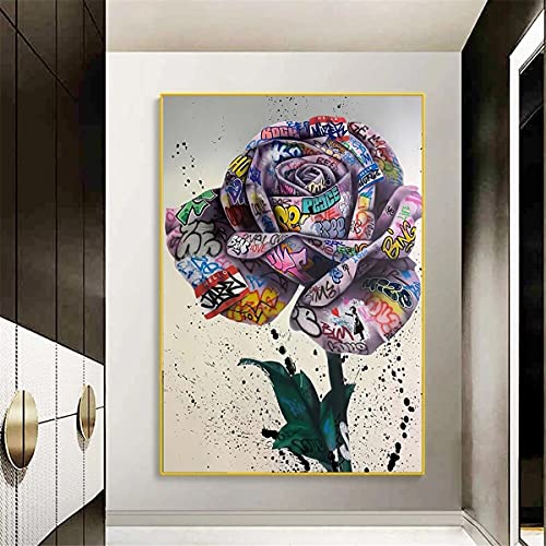 Odtis Flores De Rosa Pinturas De Lona De Arte De Graffiti En El Arte De La Pared Pósteres Y Estampados Art Street Art Of Nordic Art Pictures Decoración Del Hogar 60x90cm Noframed Cover