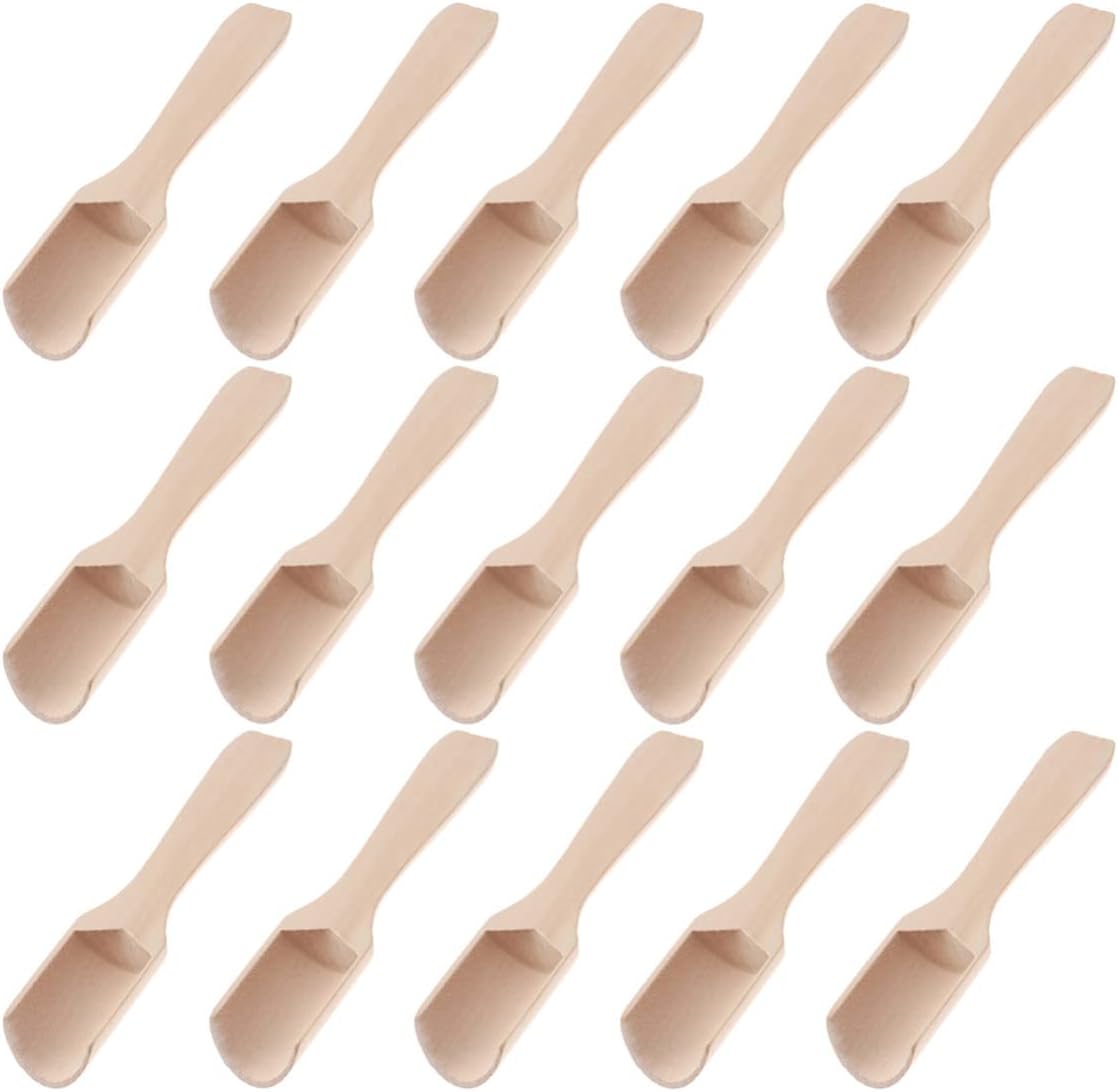 Hemoton 45pcs Salt Spoons Wooden Teaspoon Scoops for Tea Bath Salt Scoop Measuring Spoon