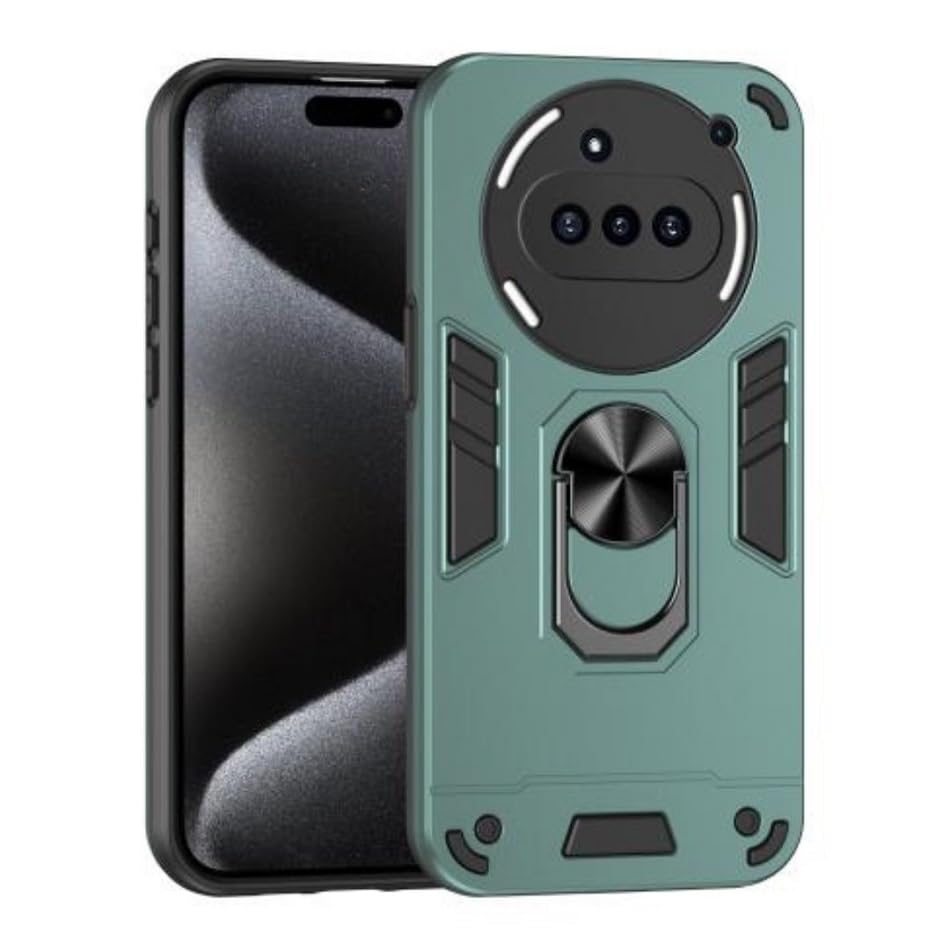 Image of ShieldTech PC Back Cover Case for Nothing Phone 3a | Ring Stand | Camera Protection Green Mobile Phone Back Cover Case for Nothing Phone 3a | Green Back Cover