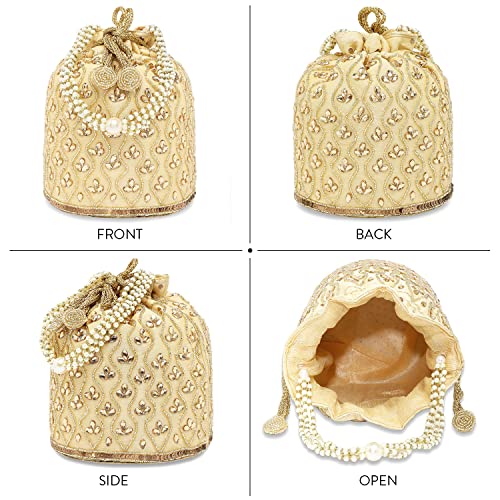 Image of Aheli Potli Bag Gift for Women Handmade Evening Wristlet Handbag Stylish Bridal Purse Fashion Bag