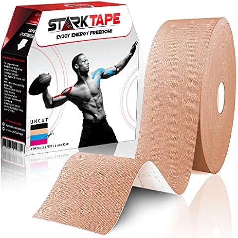 Starktape Kinesiology Tape Physio Medical Sports Tapes for Sensitive Skin Kinetic Taping. K Tex Gold Physical Therapy, Knee, Shoulder, Ankle, Wrist, Foot, Back Injury Muscle Pain aid, Roll Beige Cover