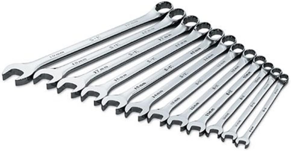 SK Tools USA 12 Piece, Long Pattern, 12 Point, Metric SuperKrome® Combination Wrench Set: 8MM - 19MM | 86040