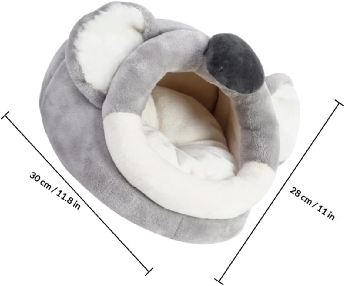 Koala Plush Pet Nest Bed for Hamsters and Guinea Pigs, XL Size Thickened Warm Small Animal House Cave for Indoor Winter Use