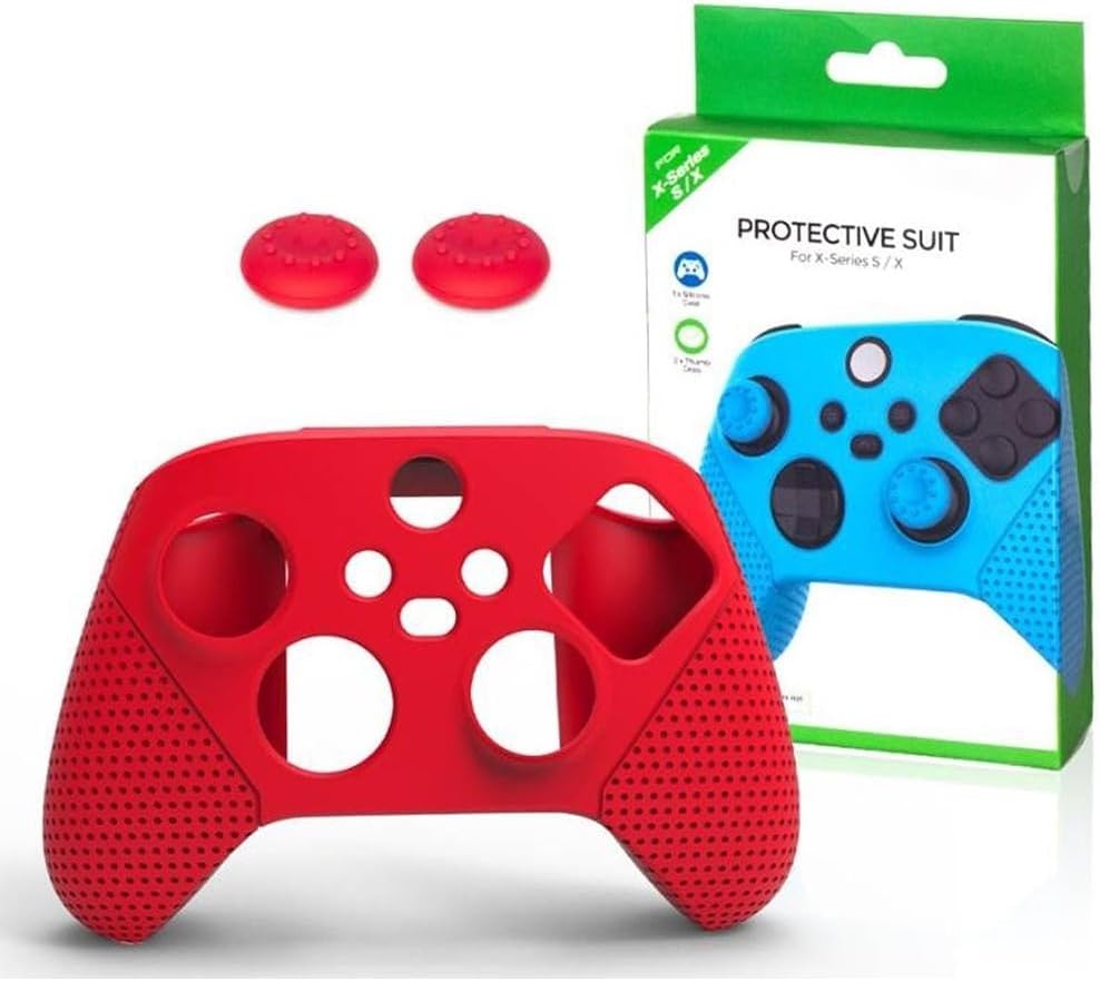 Capa de Silicone para Controle Xbox Series X/S com Grips, Proteção Antiderrapante (Vermelho)