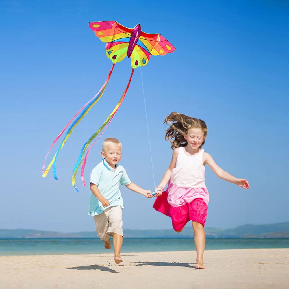 Lot De 2 Cerfs-volants Papillon Pour Enfants/adultes - 101x51 Cm, Cadre Fibre De Verre, Facile à Faire Voler