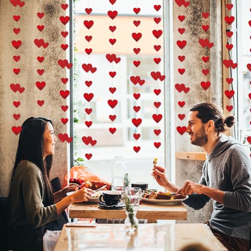 Qeefop Ghirlanda Decorativa In Carta Metallica, 52 Ft, Per Matrimoni, Compleanni, Feste Di Addio Al Nubilato (Rosso)
