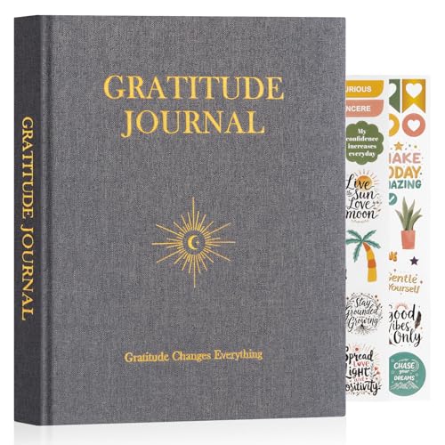 Lanpn Daily Gratitude Journal for Men Woman The 5 Minute Gratitude Diary with Prompts Linen Mindfulness Affirmation Positivity Planner 156 Page Better Every Day Reflection Guided Notebook Grey