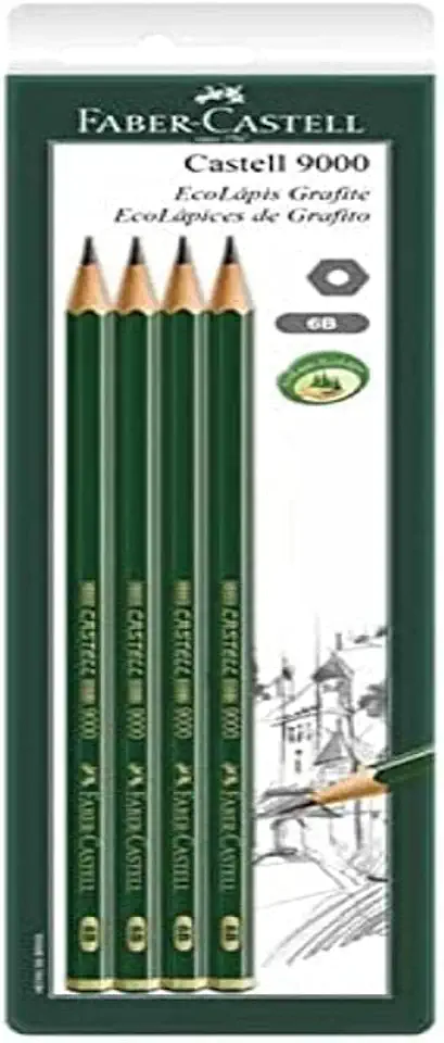 Lápis Grafite 6B, Faber-Castell, SM/C90006B, Ecolápis, Linha Castell 9000, 4 Unidades