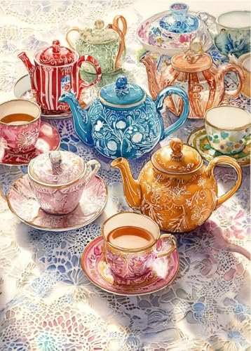 Tea Cup Jigsaw Puzzles for Adults 500 Pieces, Colorful as Home Wall Decor,Challenging and Relaxing,Great Gift Idea 15x20 Inches