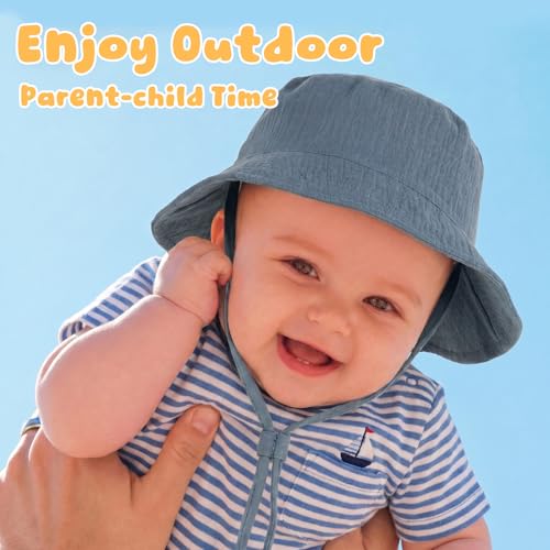 Image of Muslin Baby Sun Hat Sun Protection Baby Toddler Bucket Hats for Boys Girls