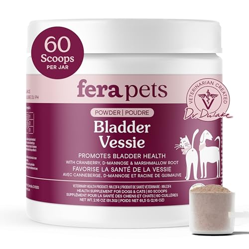 Fera Pets Bladder Support - Cranberry for Dogs & Cats - D-Mannose & Marshmallow Root - Urinary Tract Support - Supports Normal Urine pH - Boosts Immunity - 60 Scoops