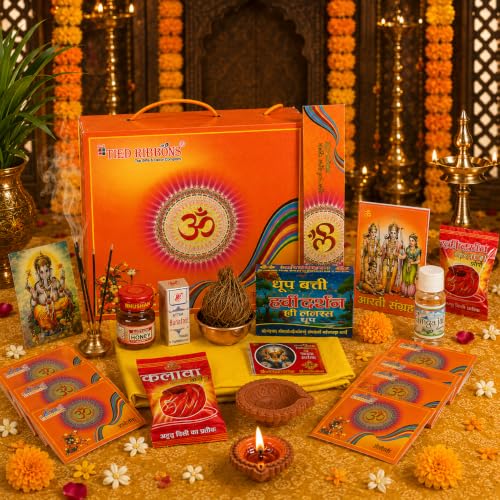 Image of TIED RIBBONS Decorative Ganesh Chathurthi Pooja kit with Complete Puja Set for Ganesh Poojan Decoration Items for Home Pooja Room Hall