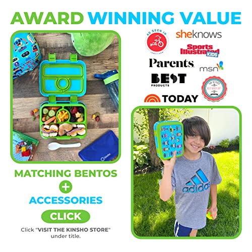 Kinsho Kids Lunch Box With Ice Pack, Boys Lunch-Box Insulated Bag For Toddlers Kids Baby Boy Daycare Pre-School Kindergarten, Large Snack Container Boxes For Kid Lunches, Bento Bag, Green Robots #TOP6
