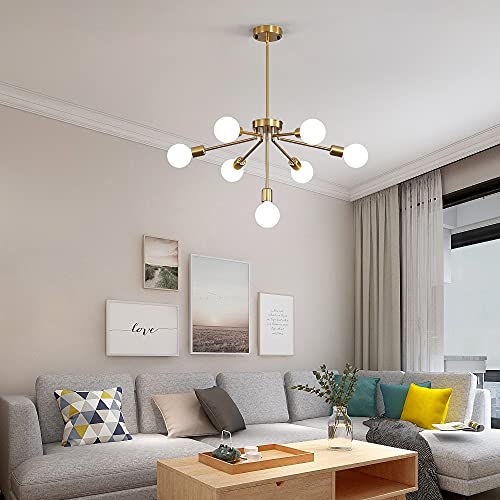 Gednbo 7-Light Sputnik Chandeliers Modern Pendant Lighting Deformable Gold Mid Century Ceiling Hanging Light Fixture For Bedroom Dining Room Kitchen Living Room Farmhouse… #TOP6
