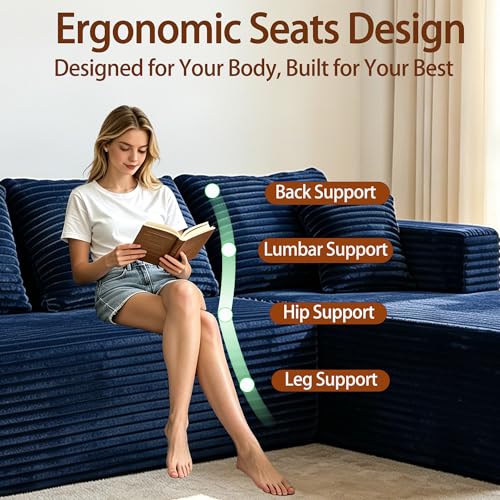 Image of 118 Inch Oversized U-Shaped Boneless Cloud Sectional Couch