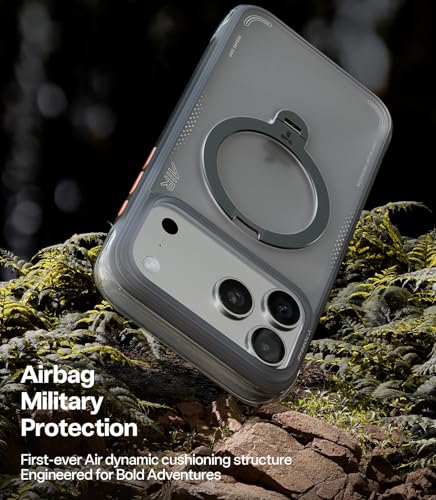 Image of TORRAS Ostand Q3 Air Original for iPhone 17 Pro Case, 360 Magnetic Stand, MagSafe Compatible, Airbag Mil-Grade Protection, Camera Control Button, Shockproof for 17 Pro Cover, Shadow Black