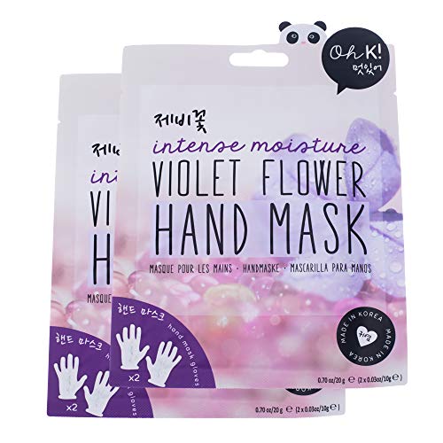 Oh K! Korean Intense Moisture Violet Flower Hand Mask, Pack of 2