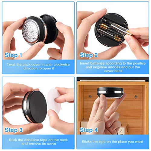 Elfeland Puck Lights Battery Operated Under Cabinet Lighting, LED 16 Color Changing Puck Lights with Remote Control & Timing, Dimmable LED Closet Lights for Kitchen Cabinet and Closet (6 Packs)