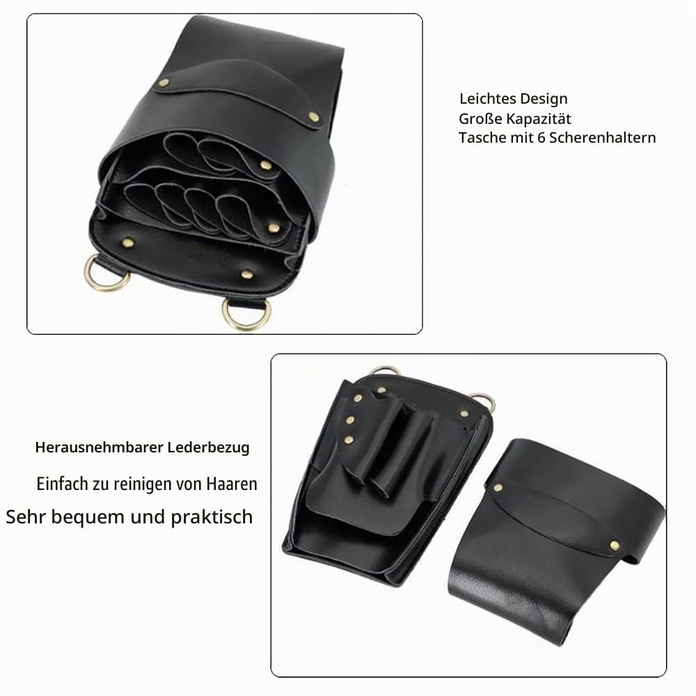 Friseur scherentasche Leder, friseur Werkzeugtasche Professionelle Schwarz | Salon Barber Friseur Gürteltasche, Friseurschere Holster Friseurwerkzeug Tragetasche mit verstellbarem Schultergurt