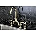 Kingston Brass KS7792ALBS English Country Bridge Kitchen Faucet, Polished Brass, 13.5 x 7.75 x 16.81